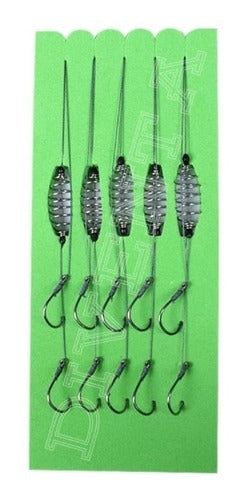 Red Fish Linea Madre Con Resorte Anzuelos Ideal Boga Carpa Sabalo Kit 5