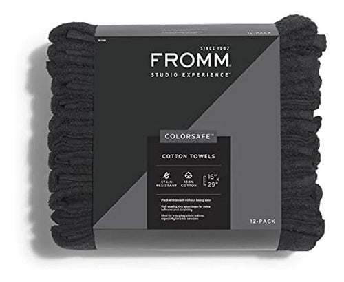 Fromm Premium Colorsafe Cotton Towels Black, 12 Count 1