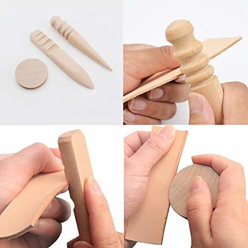 QMNNMA 9 Pcs Half-round Cutter Punch (3-40mm) With 3 Pcs Wood Slicker Burnishes Leather Craft Tools 3