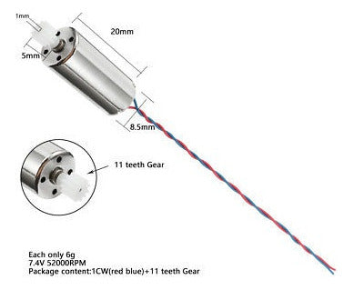 Motor De Copa Hueca Hacia La Derecha Con 11 Atrás 7.4v Para 3