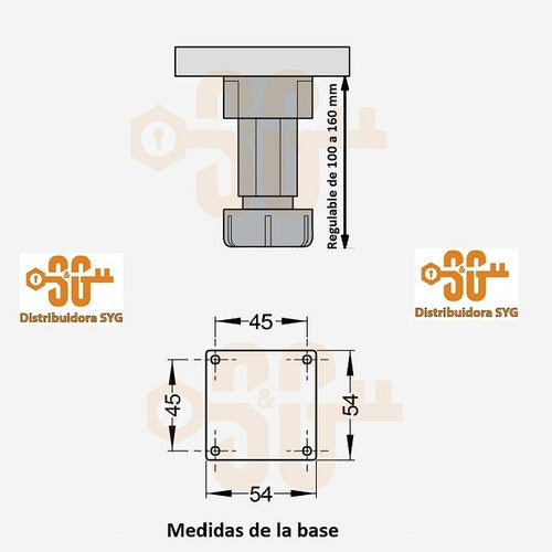 Pata Pvc Regulable Reforzada Mueble Cocina Zócalo 10 Cm 3