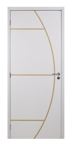 Kit Porta De Madeira Decorada 215x64cm Com Batente De Mdf Wt 2