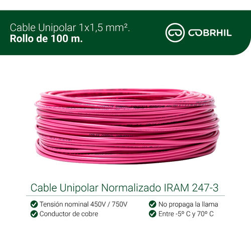 Cobrhil Cable Unipolar Normalizado 1x1.5mm² 100 Mts Rojo 1