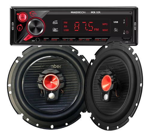 Combo Estereo Auto Led Bluetooth 1 Din Parlantes 6 Pulgadas 1