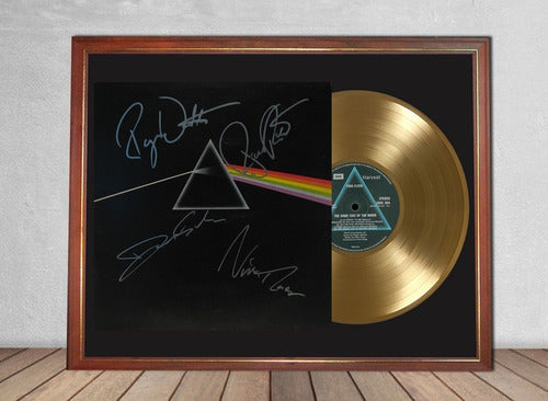 Cafoot Pink Floyd Dark Side Of The Moon Signed LP Cover And Gold Record 0