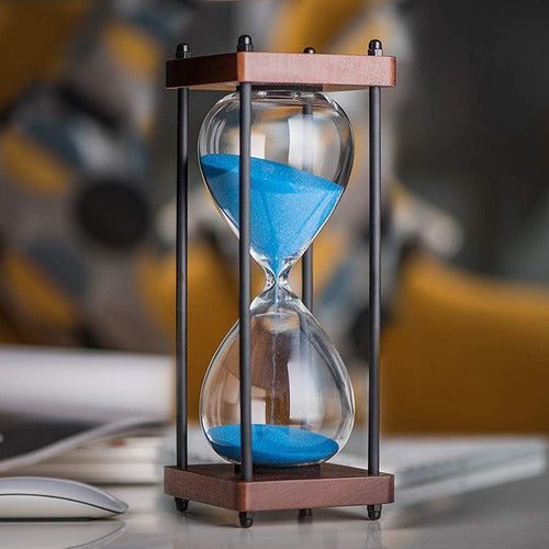 Samlong Large Hourglass Timer 30 Minute, Decorative Wooden Sandglass, Blue 3