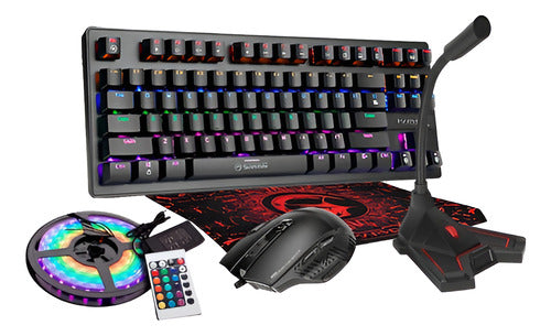 Combo Gamer Teclado Mecanico Mouse Tira Led Rgb Mem 15 0