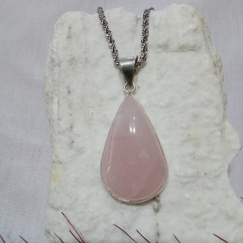 Dije De Piedra Natural De Cuarzo Rosa Pulido 5