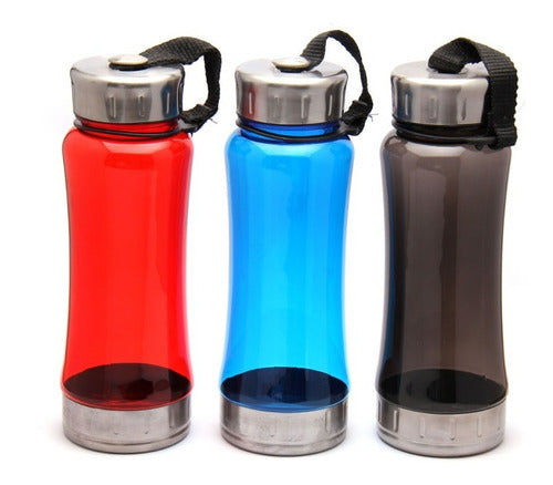 Silver Plate Sports Water Bottle Cantimplora Caramañola Plastic Metal 0