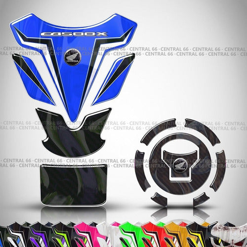 MK MOTOS Tank Protector and Cap CB 500x Blue Black 0