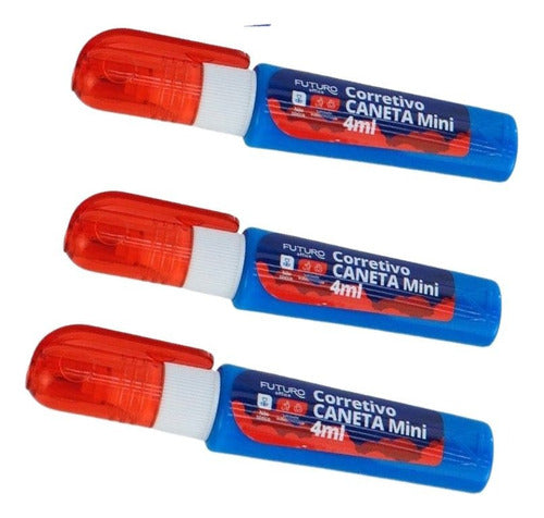 Kit 3 Canetas Corretiva Secagem Rápida 4ml Resistente 1