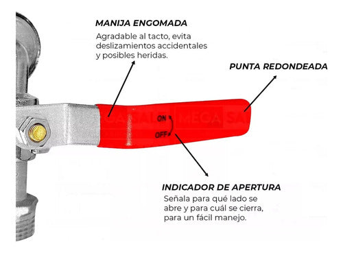 Other Brands Canilla Esferica 1/2 Metalica Palanca Para Manguera Patio X6 1