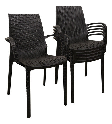 Set of 6 Melody Plastic Rattan-Like Reinforced Quality Chairs 10