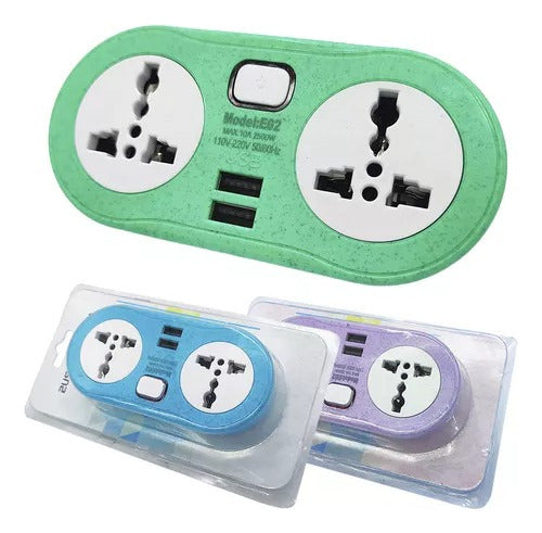 Generic Surface Socket Power Strip 2 Outlets + 2 USB No Cable 1