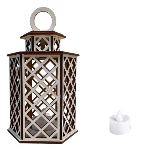 White Laminated MDF Lantern with LED Candles 2