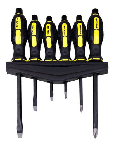 Black Jack Set of 6 Flat Phillips Screwdrivers with Hex Tip 0