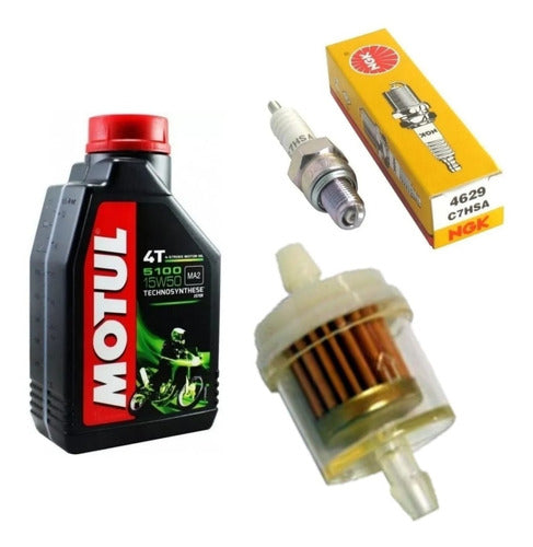 Motul Gil Service Kit: Smash 110 Oil + Spark Plug + Fuel Filter 0