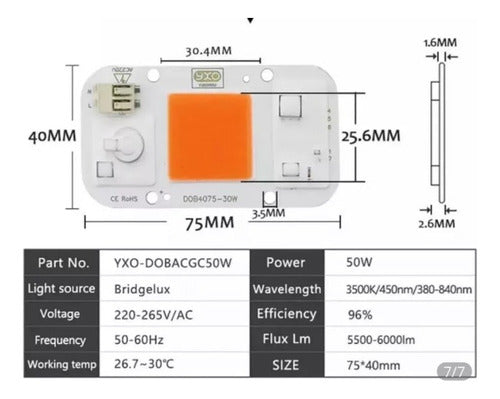 LED Chip 50W Indoor Full Spectrum 220V with Terminal Block + Regulator X4 Units 2