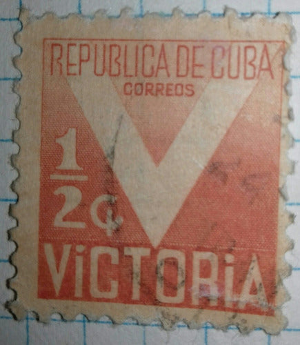 Antiguo Sello Republica De Cuba Correo 1/2 C Victoria 1942 1