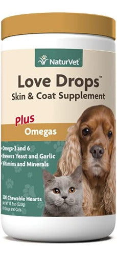 NaturVet Love Drops Plus Omegas 200 Chewable Hearts 0