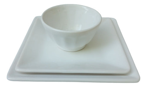 Plus Gourmet Square White Dinnerware Set X12 Pieces for 4 People 0