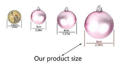 Yeooyoor 25 Christmas Balls Pink/Gray/White 6cm 2