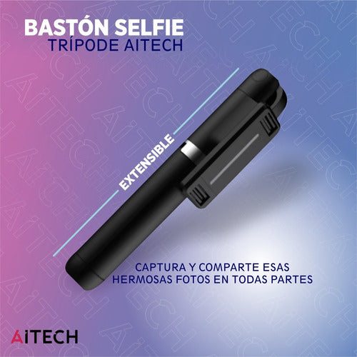 Tripode Palo Baston Selfie Aitech  P50 Disparador Bluetooth 1