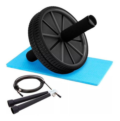 Maverick Abdominal Wheel Kit + Jump Rope Gym Fitness Flamingo 0