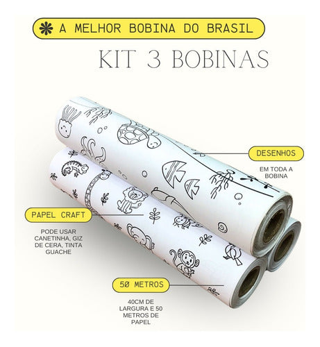 Bobina Para Pintar Com Desenho De Animais 3 Variedades 1