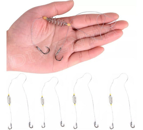 Red Fish Linea Madre Con Resorte Anzuelos Ideal Boga Carpa Sabalo Kit 4