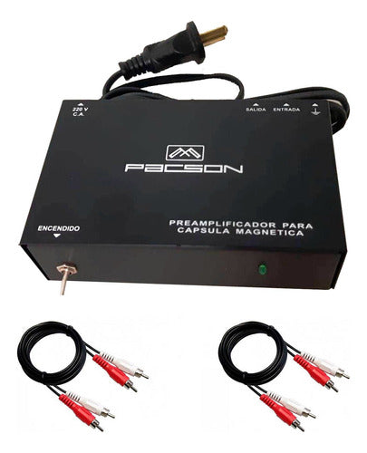 PACSON Preamplifier Turntable + 2 RCA to RCA Cables 0