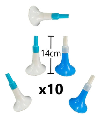 10 Cornetas Argentina 14cm Mundial Cotillon Futbol 0