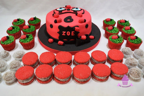 Mesa Dulce Lady Bug 30 Personas Torta Cupcakes Cakepops 0