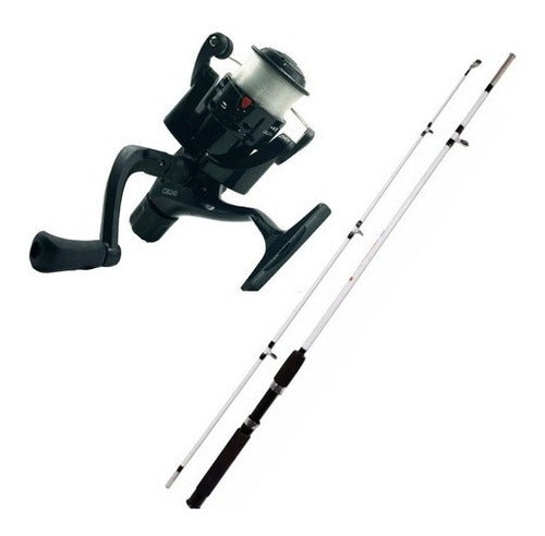 Opaa.uy Combo Pesca Reel + Caña 2.40 Mts + Tanza Para Rio Mar 0