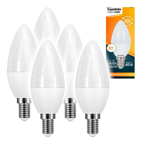 Candela 5W (40W) Warm Light E14 Candle LED Bulbs - Pack of 5 0