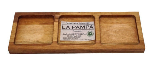 La Pampa Beer Tray 3 Compartments Pint Glass Wooden Board 0