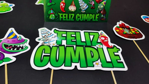 MuchoEvento Adorno Torta Deco Plants Vs. Zombies Topper Feliz Cumple 2