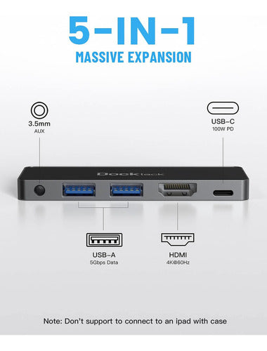 Adaptador De Concentrador Usb C Para iPad Pro, Dockteck 5 En 1