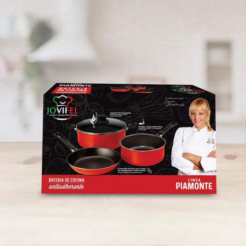 Jovifel Batería Cocina Set De Ollas Sartén 3 Piezas Piamonte 2