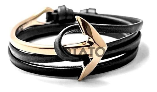 Men's Anchor Pendant Genuine Leather Bracelet for Men 20