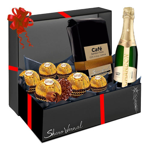 Chandon Brut 187 Sparkling Wine Gift Box with Ferrero Rocher & Gourmet Coffee Beans 0