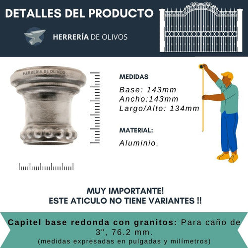 Adornos Para Columnas, Capitel Con Granitos  Para Caño 3 1