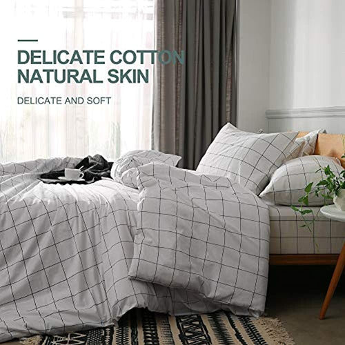 Jellymoni 100% Natural Cotton Checkered Duvet Cover Set 2