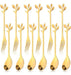 Home Love 12-Piece Golden Dessert Fork and Spoon Set with Flower Design 0