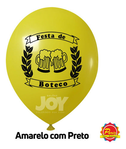 Kit 100 Balão Bexiga Boteco Amarelo/ Preto N° 9 Joy 1