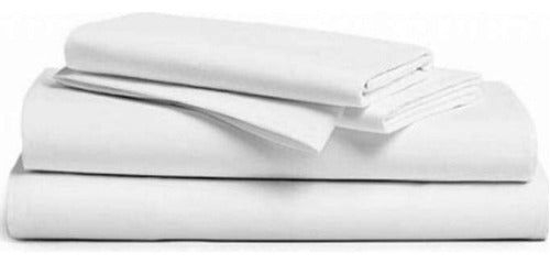 Pack of 2 Hotelier Bed Sheet Set 1 1/2 Pl 100% Cotton White 1