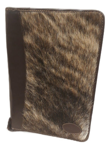 Agustino Leather Folder A4 in Fur with Zipper 0