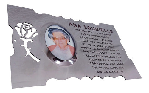 Memorial Plaque for Cemetery 25x15 Stainless Steel with Photo 1