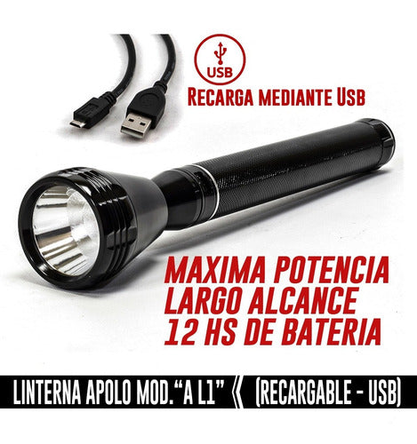 Rechargeable LED Apollo A-L1 Long Distance Flashlight // USB Rechargeable 2