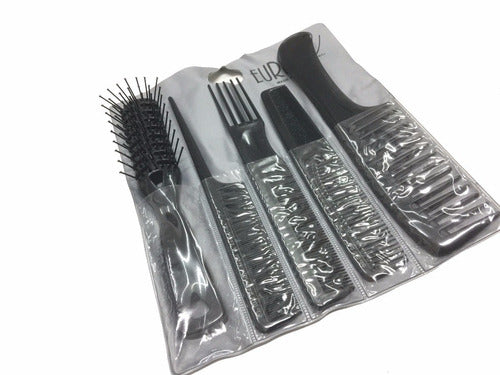 Professional Eurostil Hairdressing Set of Combs + Brush 0